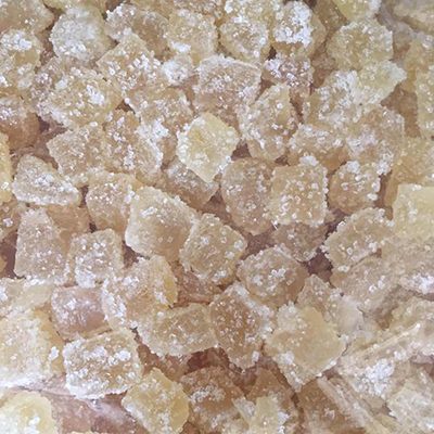Crystallized ginger dice